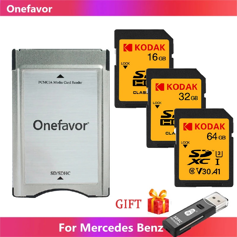 고속 Onefavor SD-PCMCIA 카드 어댑터, 코닥 SD 카드가 있는 PCMCIA 카드 리더 16GB 32GB 64GB 메르세데스 벤츠 MP3 메모리 용